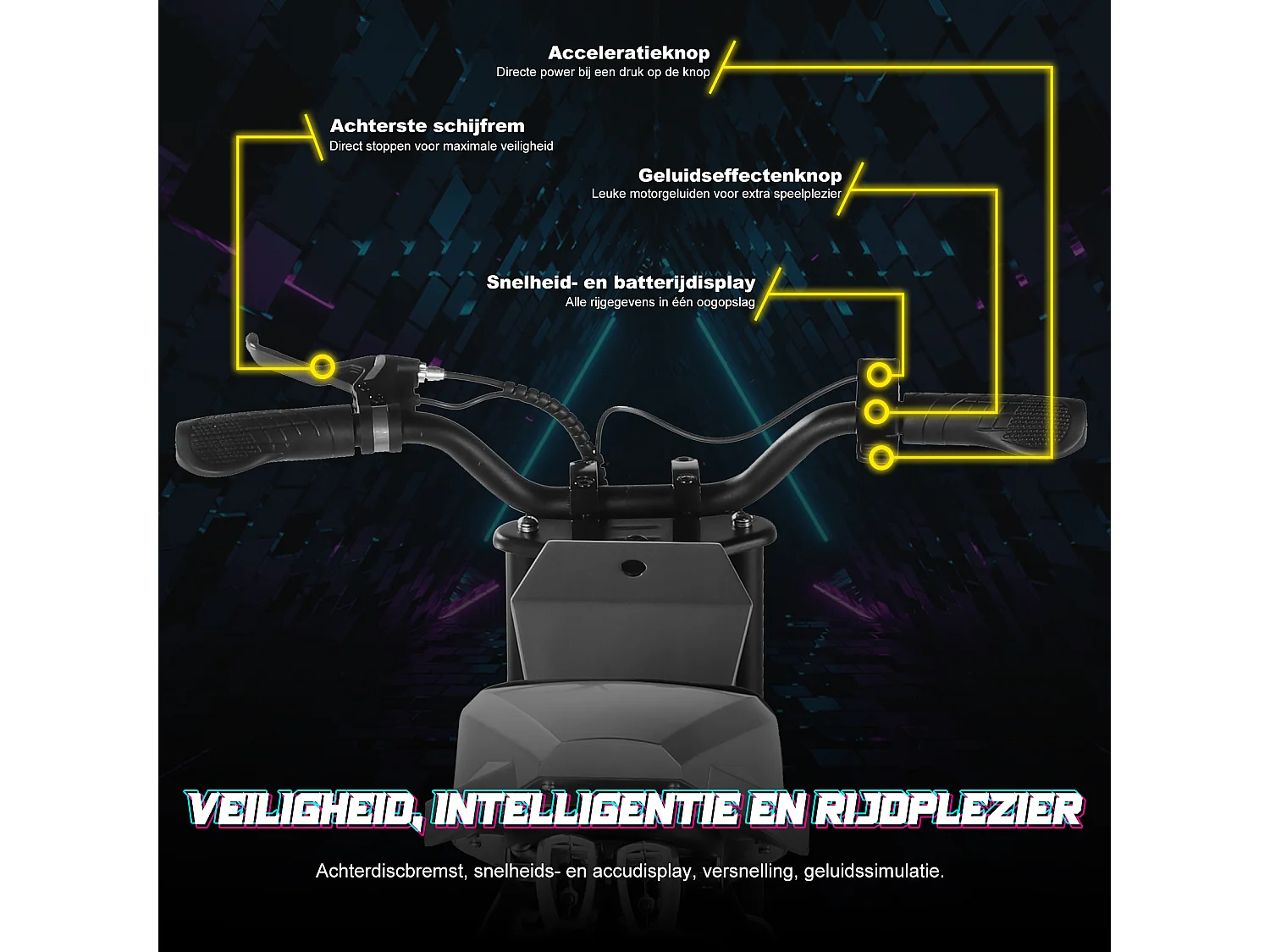 Motor eléctrico para niños, 16 km/h, 250 W, 12,5", 3 velocidades, LED