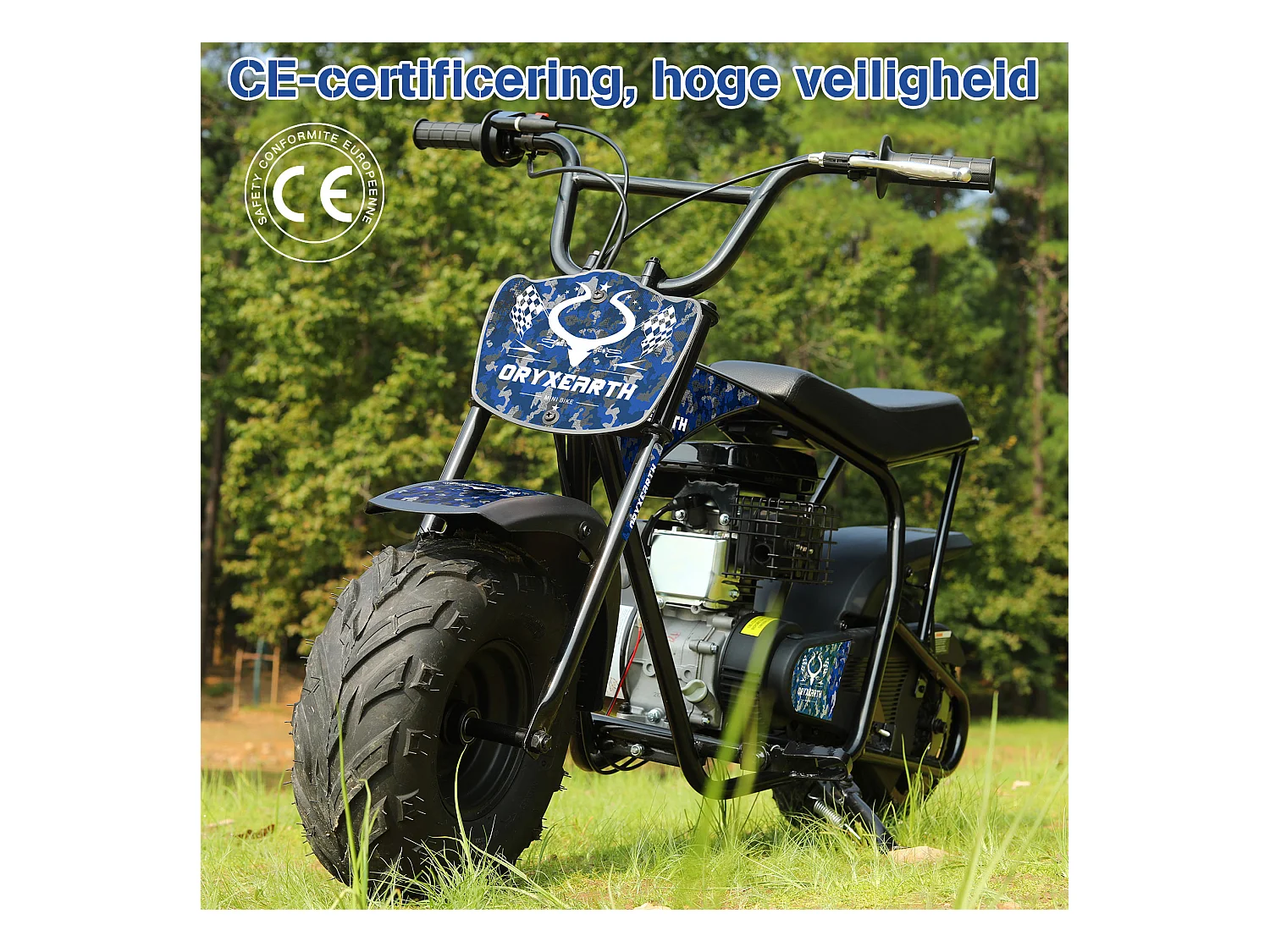 105CC 4-takt mini dirt bike voor 13+, automatische transmissie, trekstarter, 4 stickers, off-road pitbike (blauw)