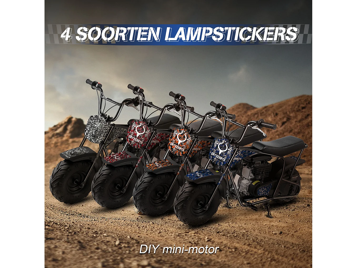 105CC 4-takt mini dirt bike voor 13+, automatische transmissie, trekstarter, 4 stickers, off-road pitbike (blauw)