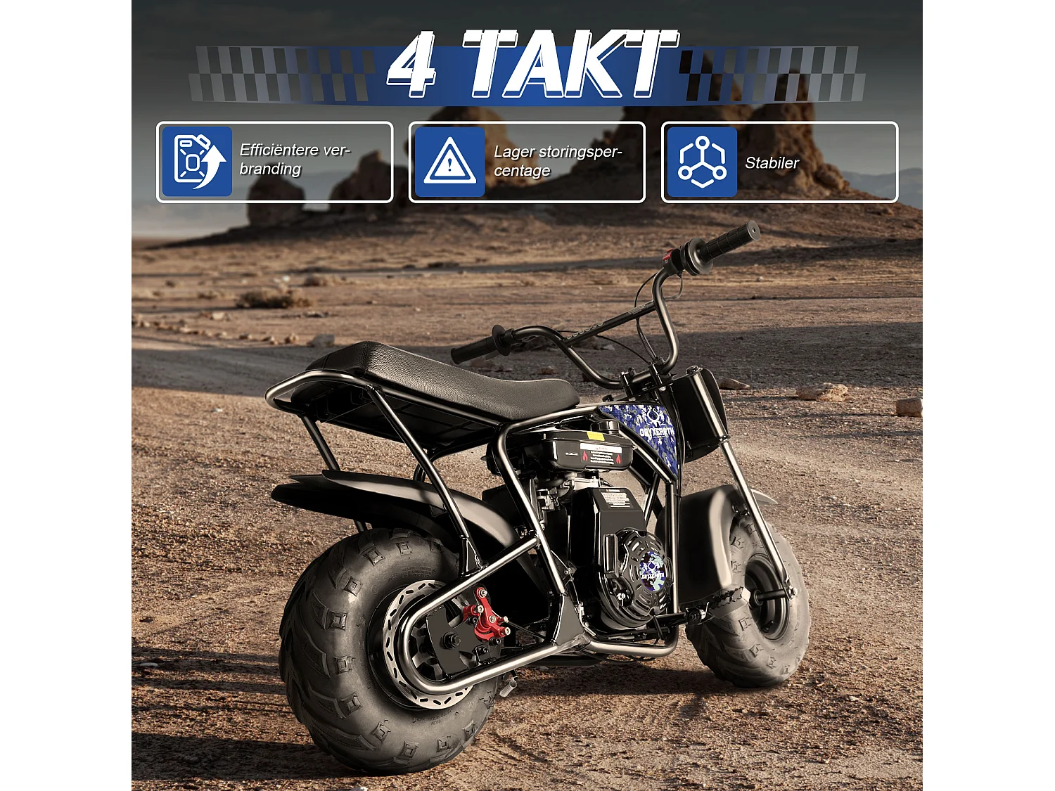 105CC 4-takt mini dirt bike voor 13+, automatische transmissie, trekstarter, 4 stickers, off-road pitbike (blauw)