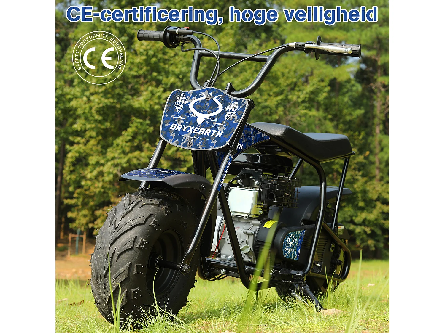 105CC 4-takt mini dirt bike voor 13+, automatische transmissie, trekstarter, 4 stickers, off-road pitbike (blauw)