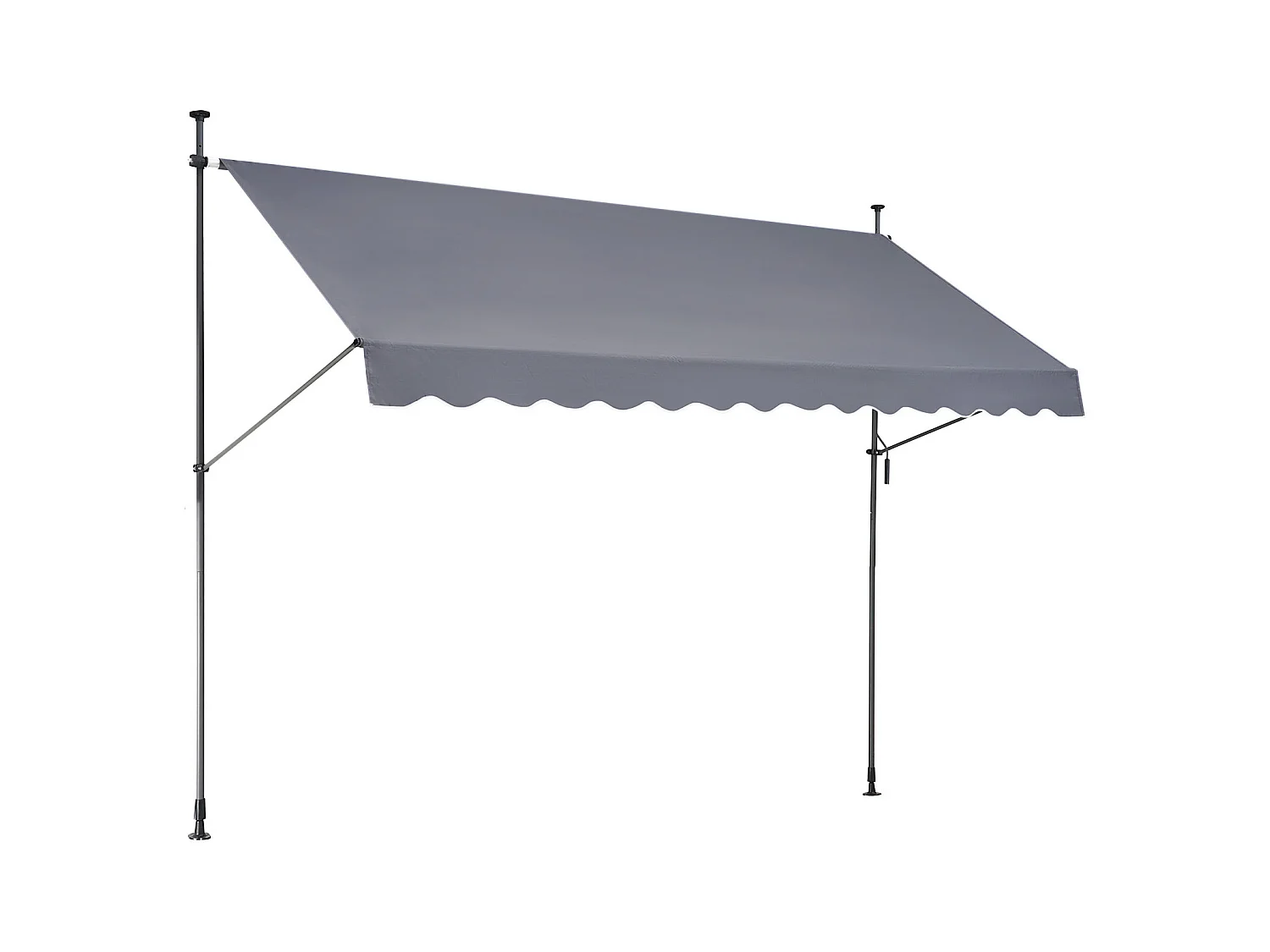 Retraktables Markise SucceBuy, 350 x 119 cm, Terrassenmarkise, Sonnenschutz mit Handhebel, Dunkelgrau