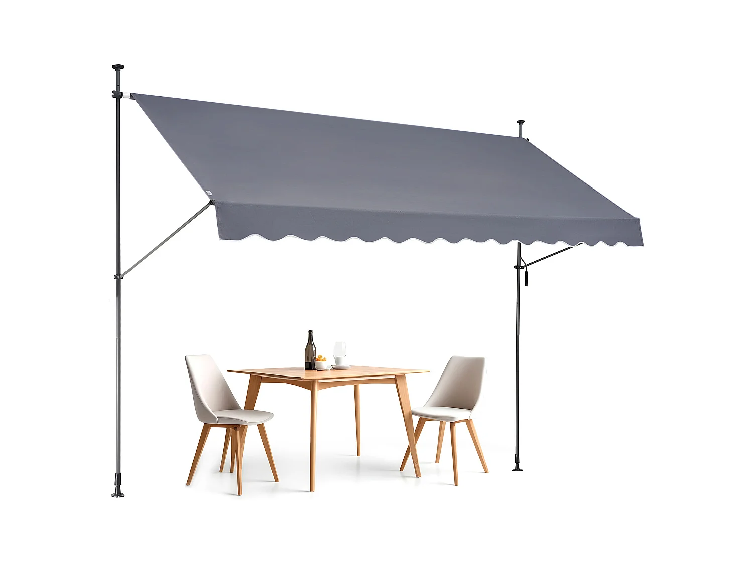 Retraktables Markise SucceBuy, 350 x 119 cm, Terrassenmarkise, Sonnenschutz mit Handhebel, Dunkelgrau