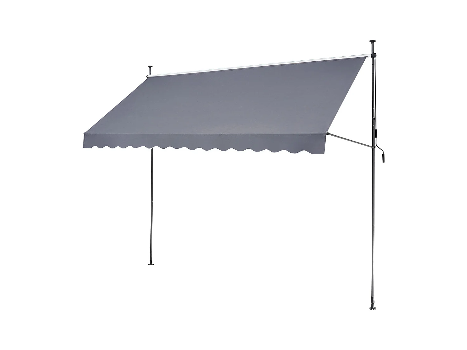 Retraktables Markise SucceBuy, 350 x 119 cm, Terrassenmarkise, Sonnenschutz mit Handhebel, Dunkelgrau