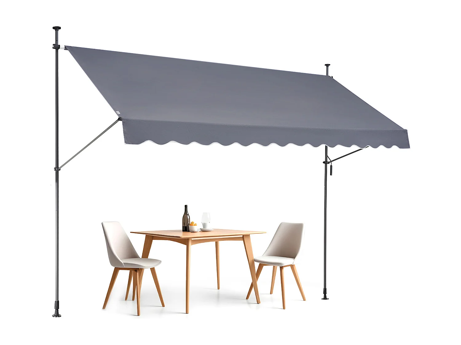 Auvent Rétractable SucceBuy, 350 x119 cm, Auvent de Terrasse, Abri pare-Soleil avec Manivelle, Gris foncé