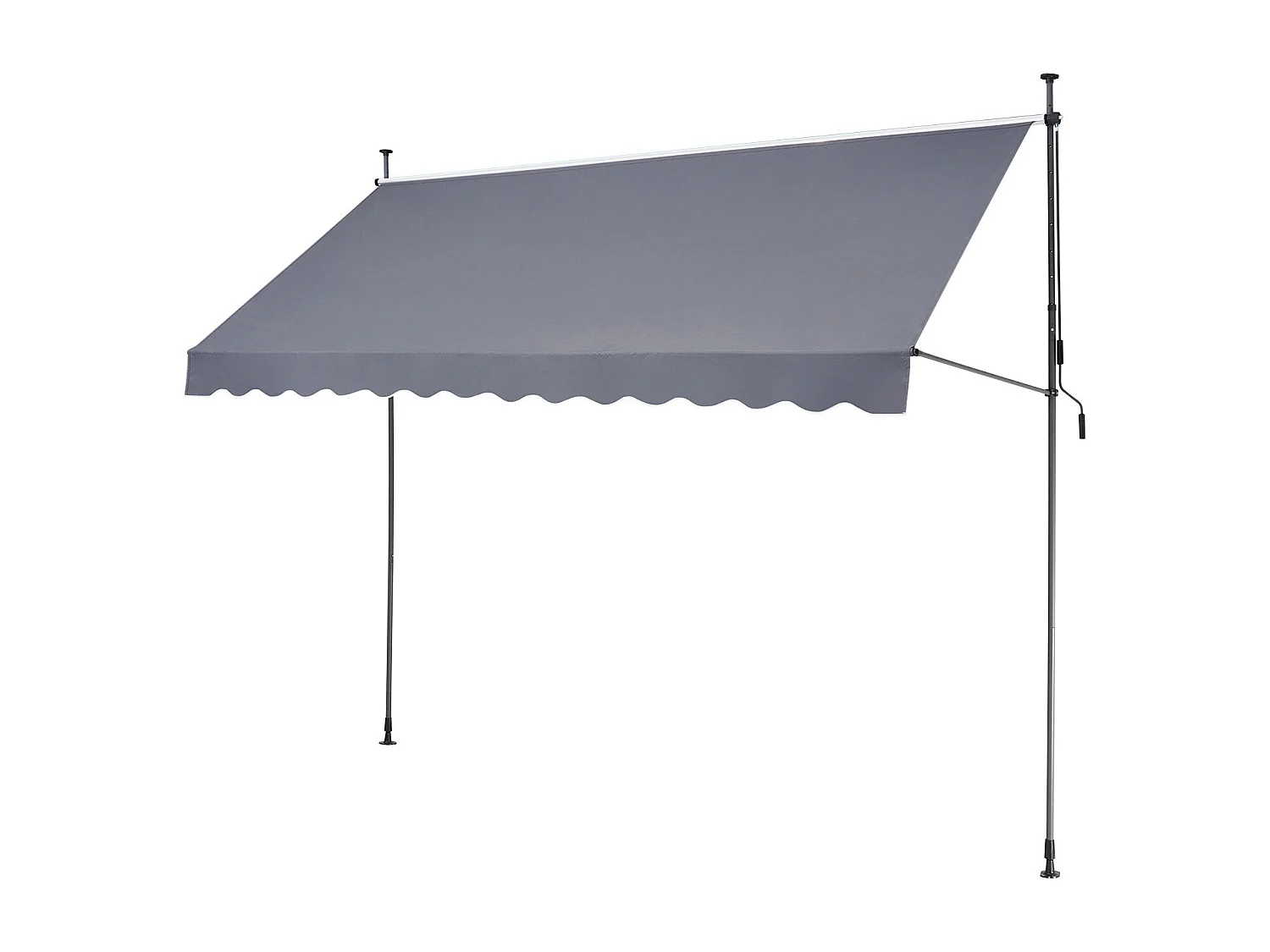 Auvent Rétractable SucceBuy, 350 x119 cm, Auvent de Terrasse, Abri pare-Soleil avec Manivelle, Gris foncé