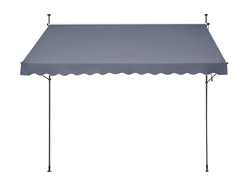 Retraktables Markise SucceBuy, 350 x 119 cm, Terrassenmarkise, Sonnenschutz mit Handhebel, Dunkelgrau