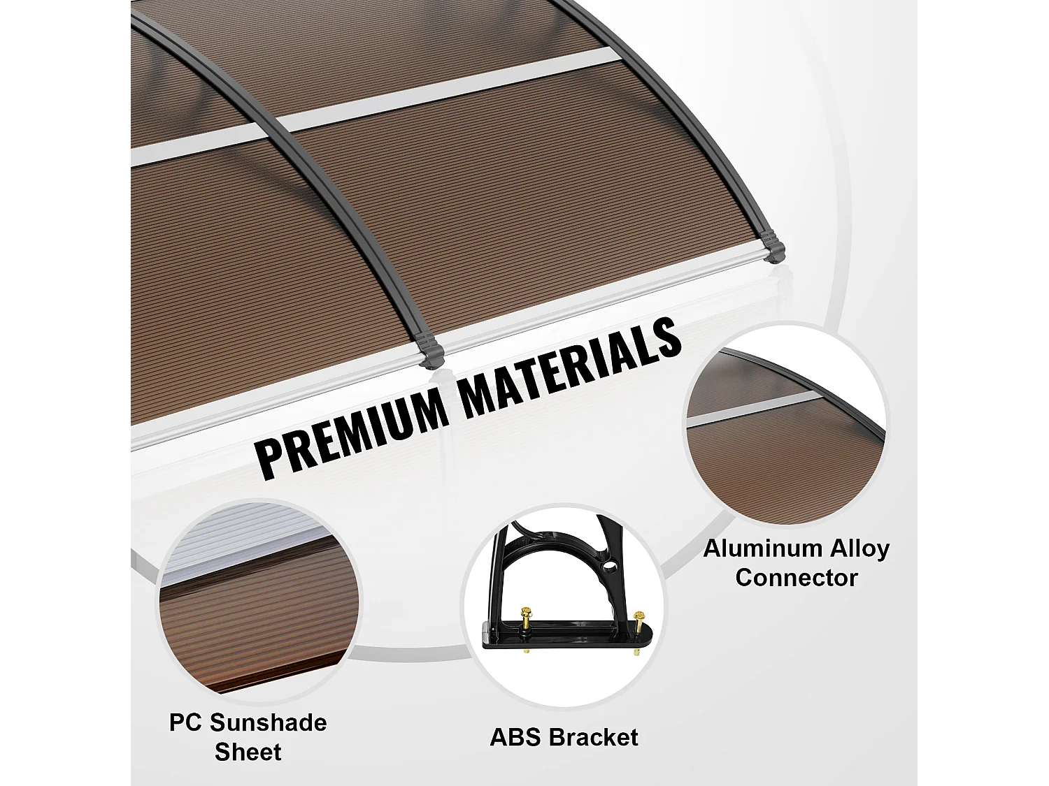 Auvent de Porte d'Entrée SucceBuy Auvent de Porte et Fenêtre en Polycarbonate 203.2 x 101.6cm, Auvent de Protection UV Contre la Pluie