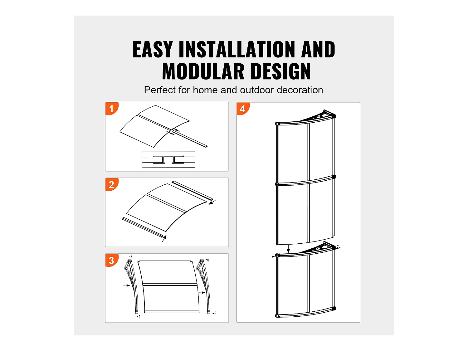 Auvent de Porte d'Entrée SucceBuy Auvent de Porte et Fenêtre 96.52cm avec Protection Contre les UV et la Pluie