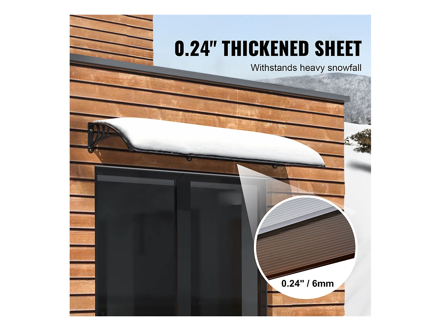 Auvent de Porte d'Entrée SucceBuy Auvent de Porte et Fenêtre 96.52cm avec Protection Contre les UV et la Pluie