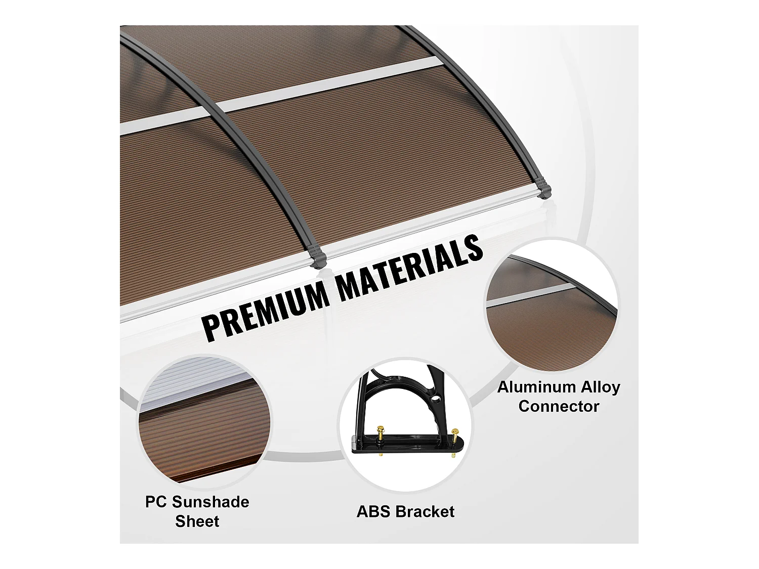 Auvent de Porte d'Entrée SucceBuy Auvent de Porte et Fenêtre 96.52cm avec Protection Contre les UV et la Pluie