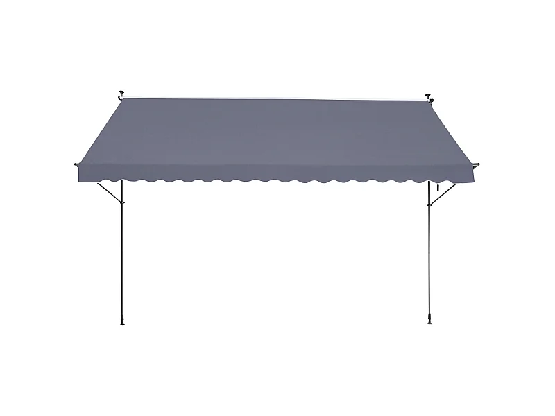 Auvent Rétractable SucceBuy, 452x119 cm, Auvent de Terrasse, Abri pare-Soleil avec Manivelle, Gris foncé