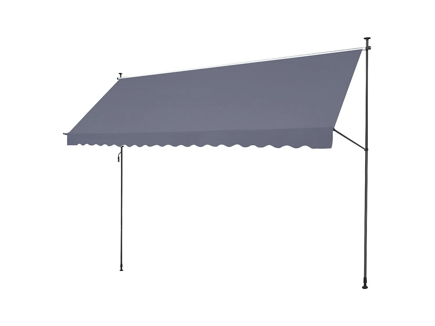 Retraktables Markise SucceBuy, 452 x 119 cm, Terrassenmarkise, Sonnenschutz mit Handhebel, Dunkelgrau