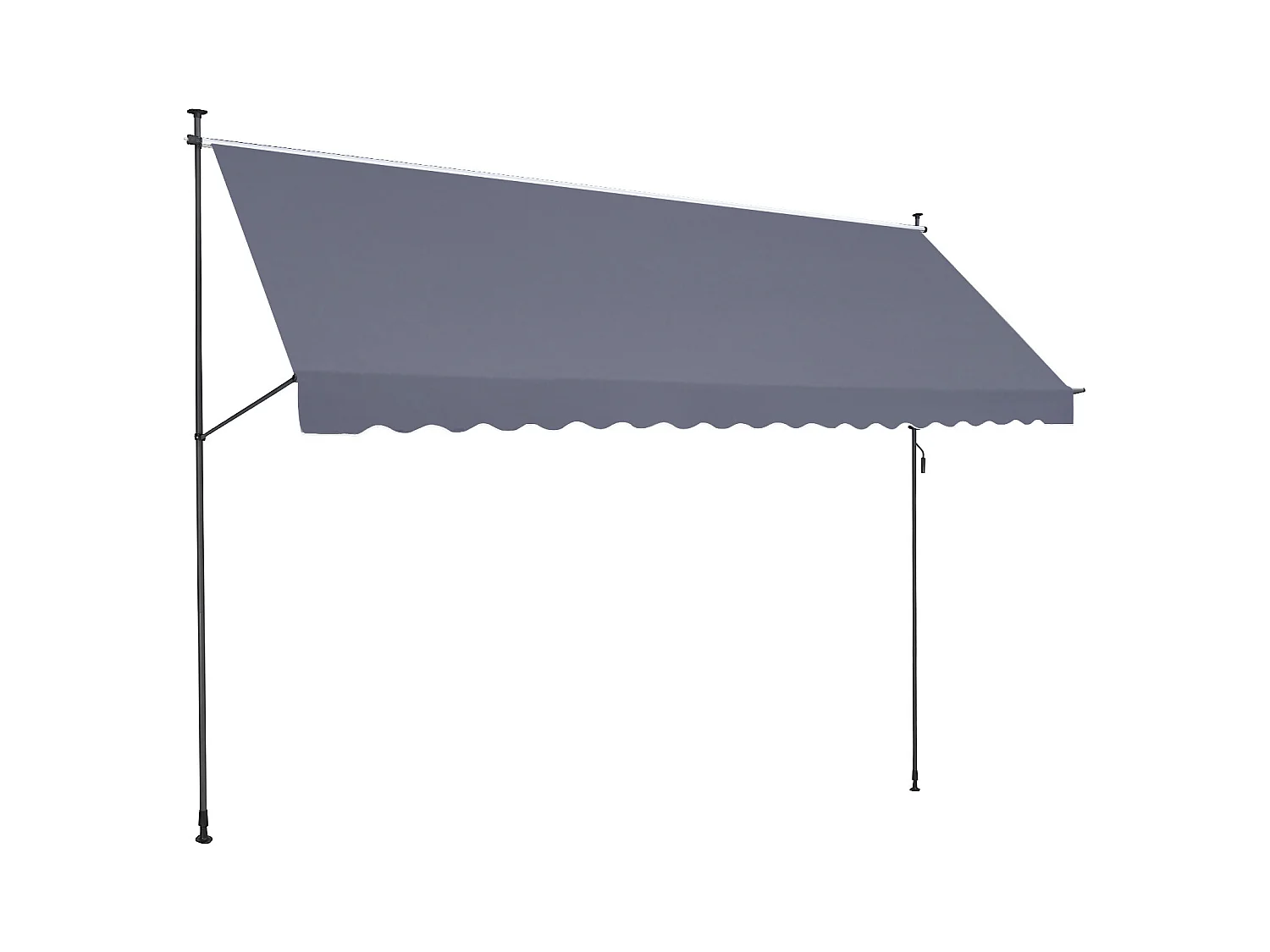 Retraktables Markise SucceBuy, 452 x 119 cm, Terrassenmarkise, Sonnenschutz mit Handhebel, Dunkelgrau