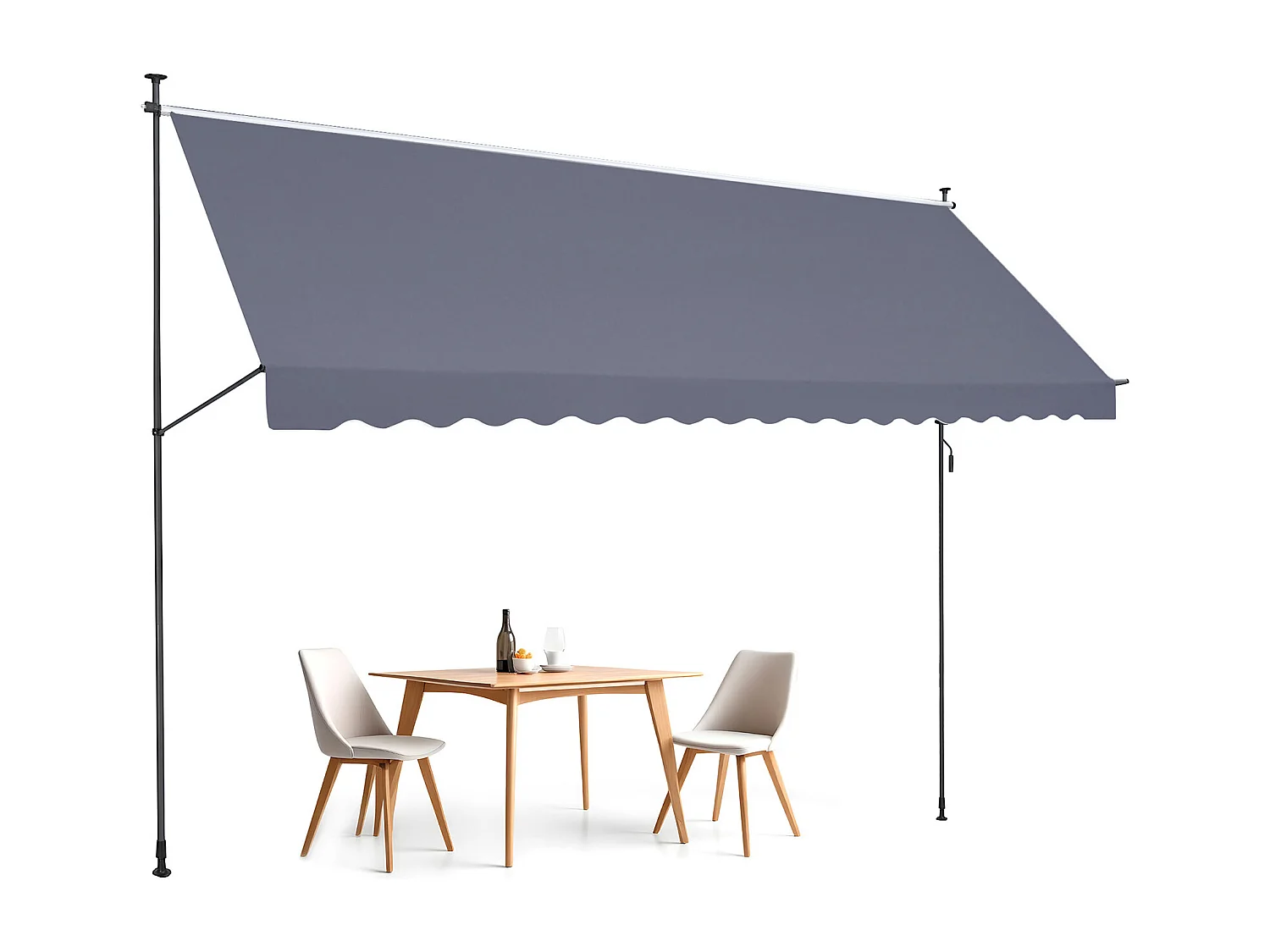 Auvent Rétractable SucceBuy, 452x119 cm, Auvent de Terrasse, Abri pare-Soleil avec Manivelle, Gris foncé