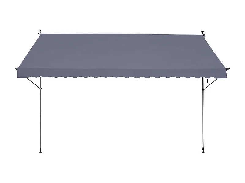 Auvent Rétractable SucceBuy, 452x119 cm, Auvent de Terrasse, Abri pare-Soleil avec Manivelle, Gris foncé