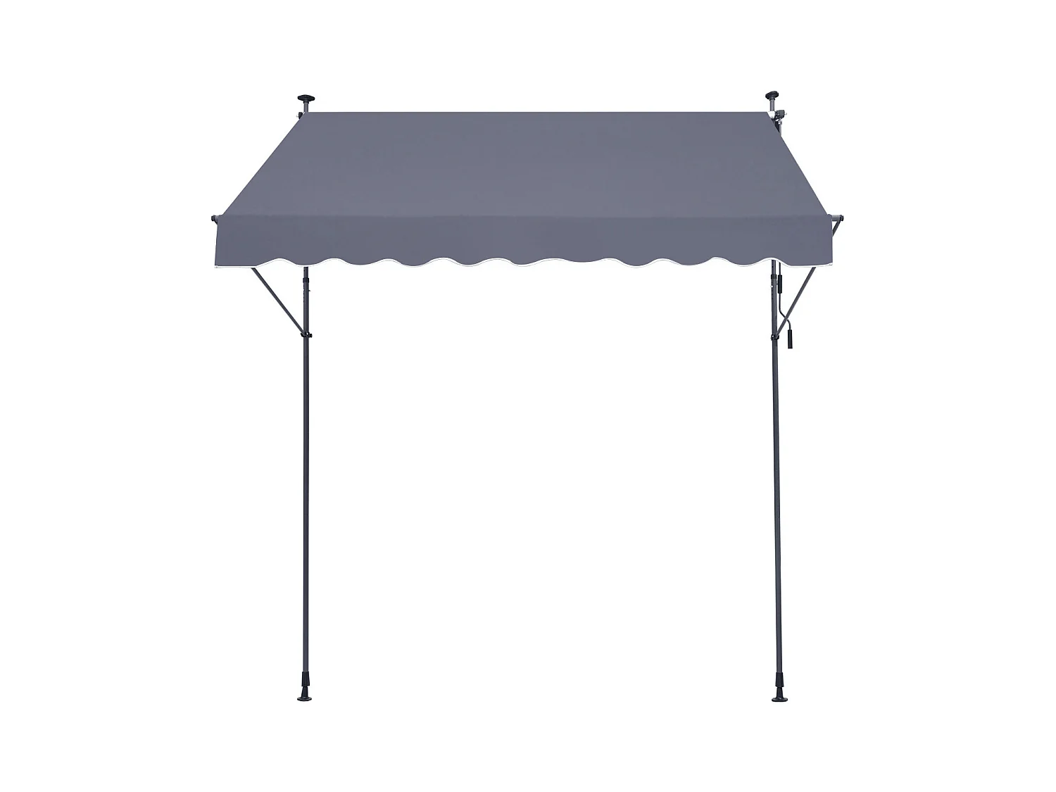 Rozkładana Markiza SucceBuy, 249 x 119 cm, Markiza Tarasowa, Chroniaca Przeciw Słońcu z Ręcznym Kołem, Szary Ciemny