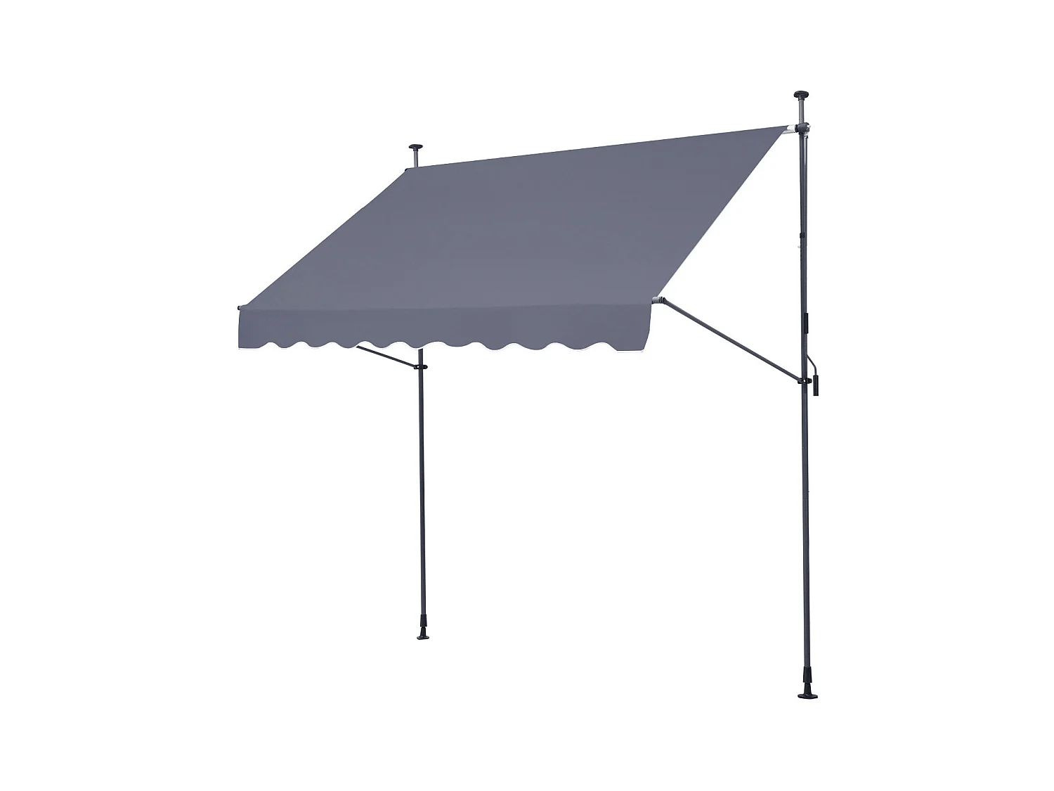 Rozkładana Markiza SucceBuy, 249 x 119 cm, Markiza Tarasowa, Chroniaca Przeciw Słońcu z Ręcznym Kołem, Szary Ciemny