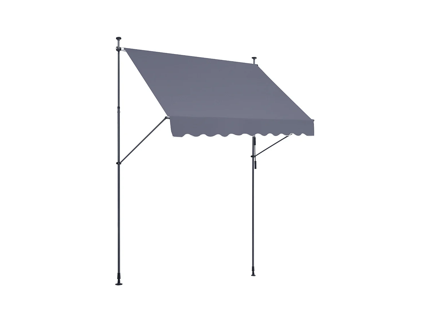 Rozkładana Markiza SucceBuy, 249 x 119 cm, Markiza Tarasowa, Chroniaca Przeciw Słońcu z Ręcznym Kołem, Szary Ciemny