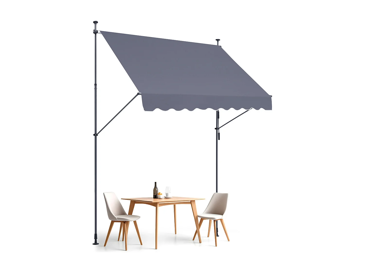 Auvent Rétractable SucceBuy, 249 x119 cm, Auvent de Terrasse, Abri pare-Soleil avec Manivelle, Gris foncé