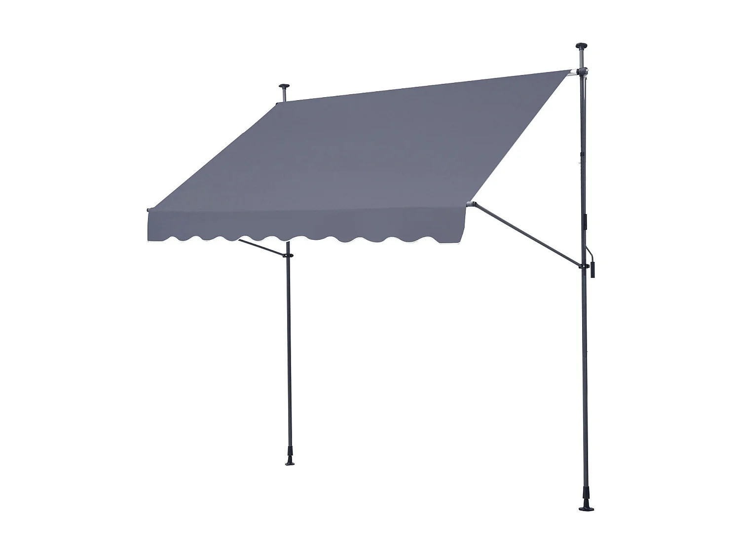 Auvent Rétractable SucceBuy, 249 x119 cm, Auvent de Terrasse, Abri pare-Soleil avec Manivelle, Gris foncé