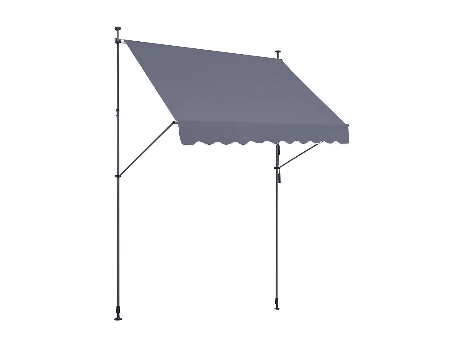 Auvent Rétractable SucceBuy, 249 x119 cm, Auvent de Terrasse, Abri pare-Soleil avec Manivelle, Gris foncé