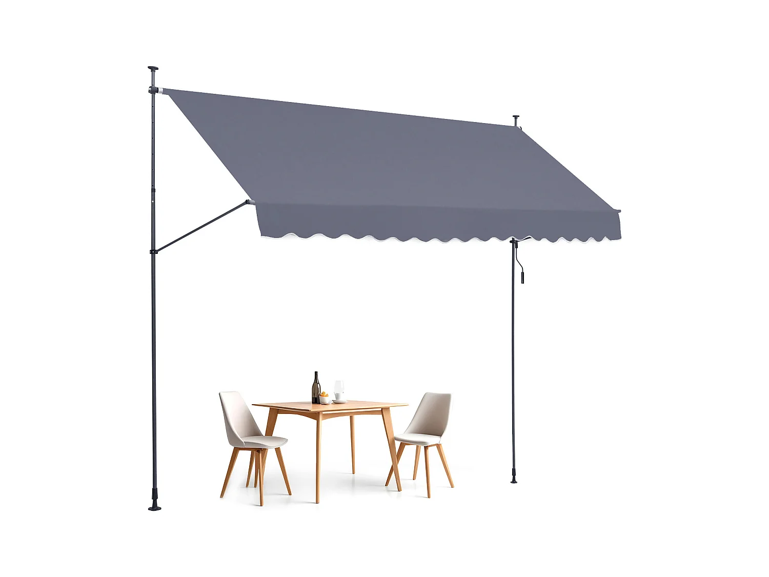 Auvent Rétractable SucceBuy, 399 x 119 cm, Auvent de Terrasse, Abri pare-Soleil avec Manivelle, Gris foncé