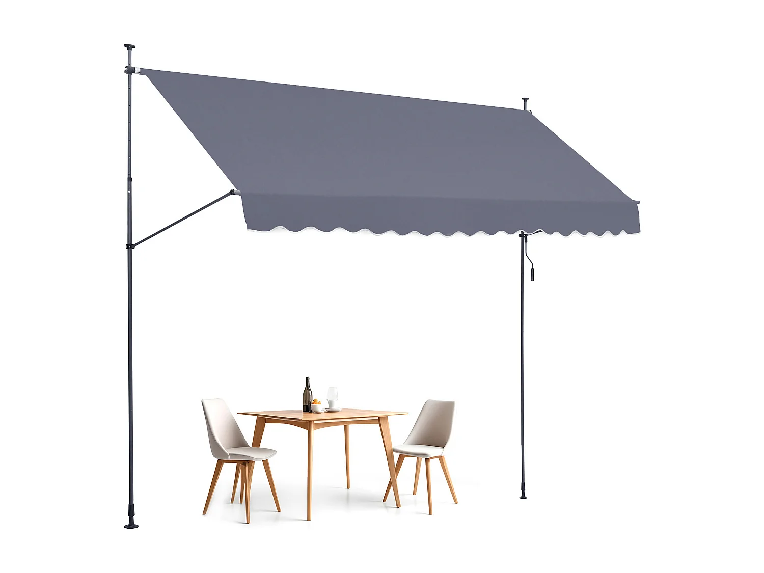 Auvent Rétractable SucceBuy, 399 x 119 cm, Auvent de Terrasse, Abri pare-Soleil avec Manivelle, Gris foncé