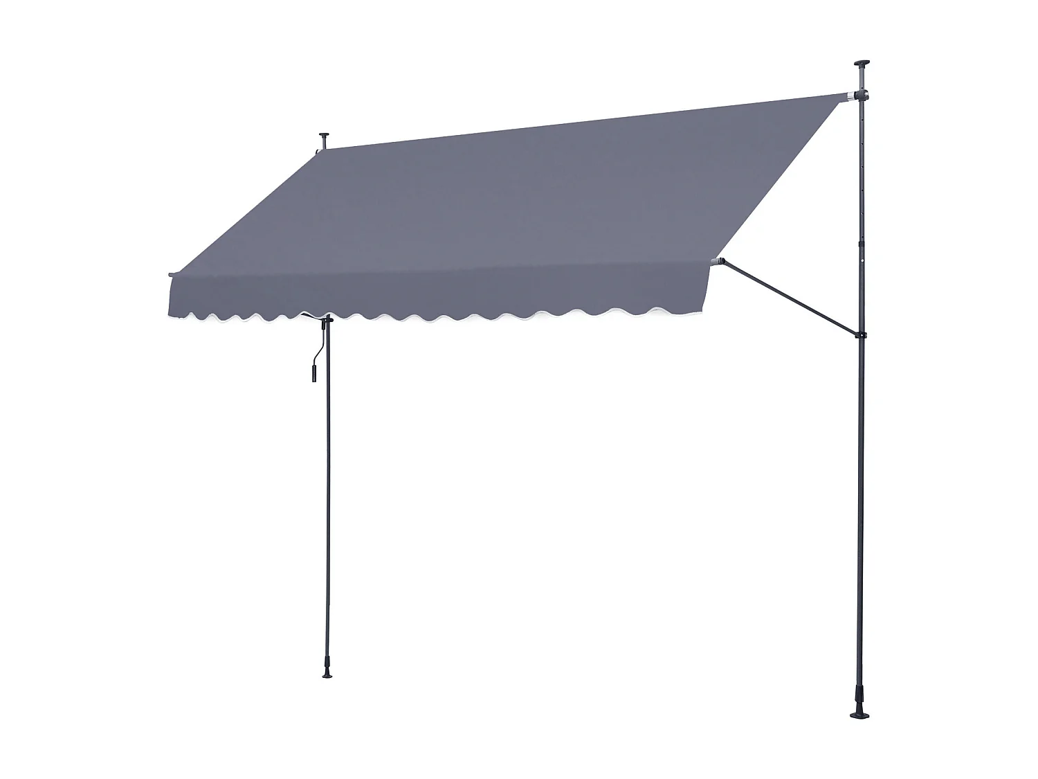 Auvent Rétractable SucceBuy, 399 x 119 cm, Auvent de Terrasse, Abri pare-Soleil avec Manivelle, Gris foncé