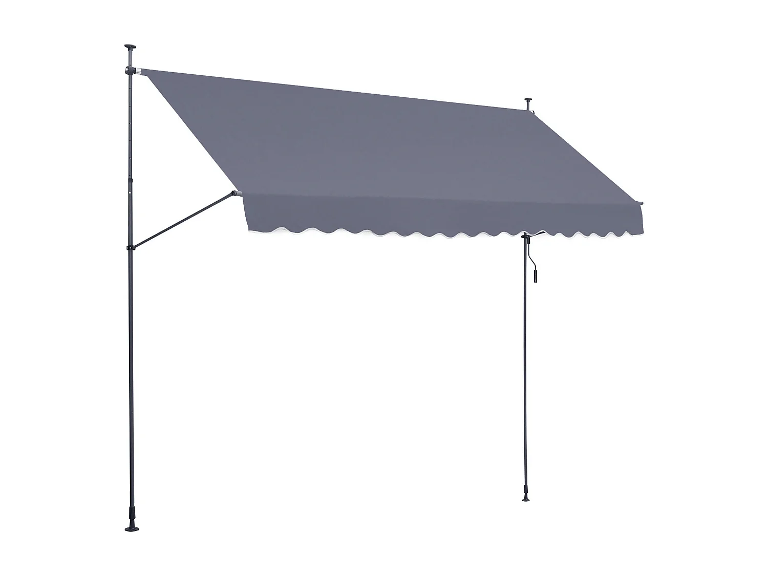 Auvent Rétractable SucceBuy, 399 x 119 cm, Auvent de Terrasse, Abri pare-Soleil avec Manivelle, Gris foncé