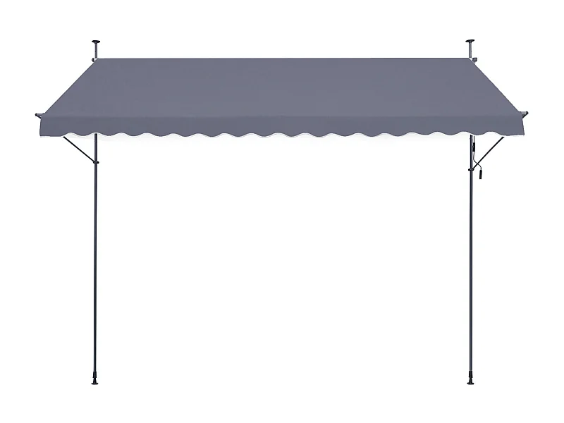 Auvent Rétractable SucceBuy, 399 x 119 cm, Auvent de Terrasse, Abri pare-Soleil avec Manivelle, Gris foncé