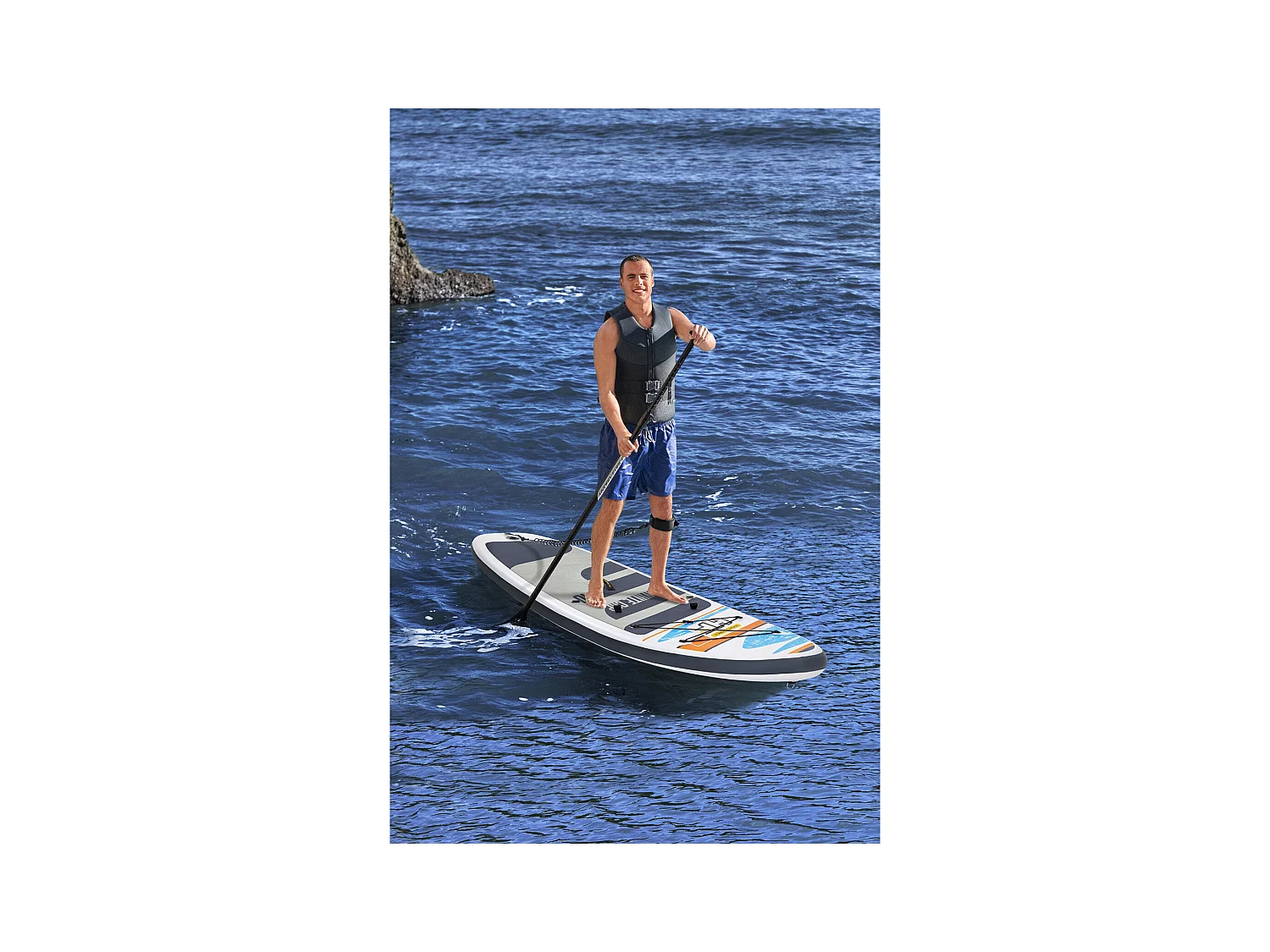 Planche de Stand Up Paddle Gonflable Bestway Hydro-Force White Cap 305x84x12 cm Pagaie Double, Siège, Pompe, Sac de Transport