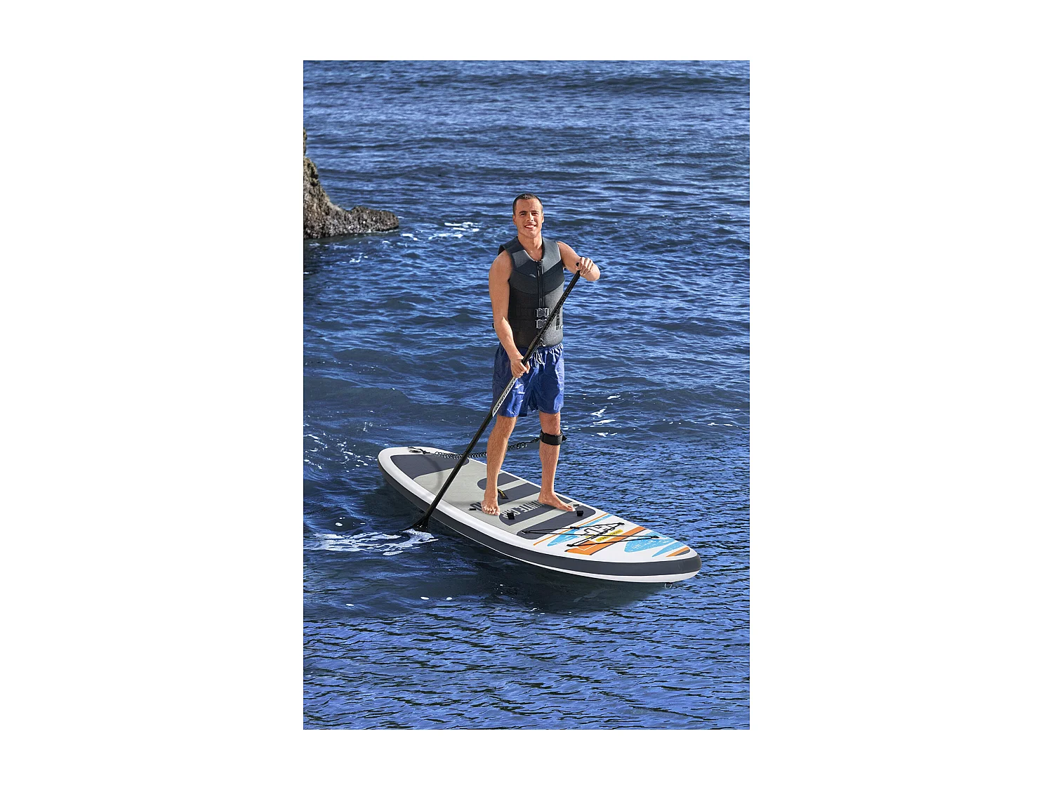 Planche de Stand Up Paddle Gonflable Bestway Hydro-Force White Cap 305x84x12 cm Pagaie Double, Siège, Pompe, Sac de Transport