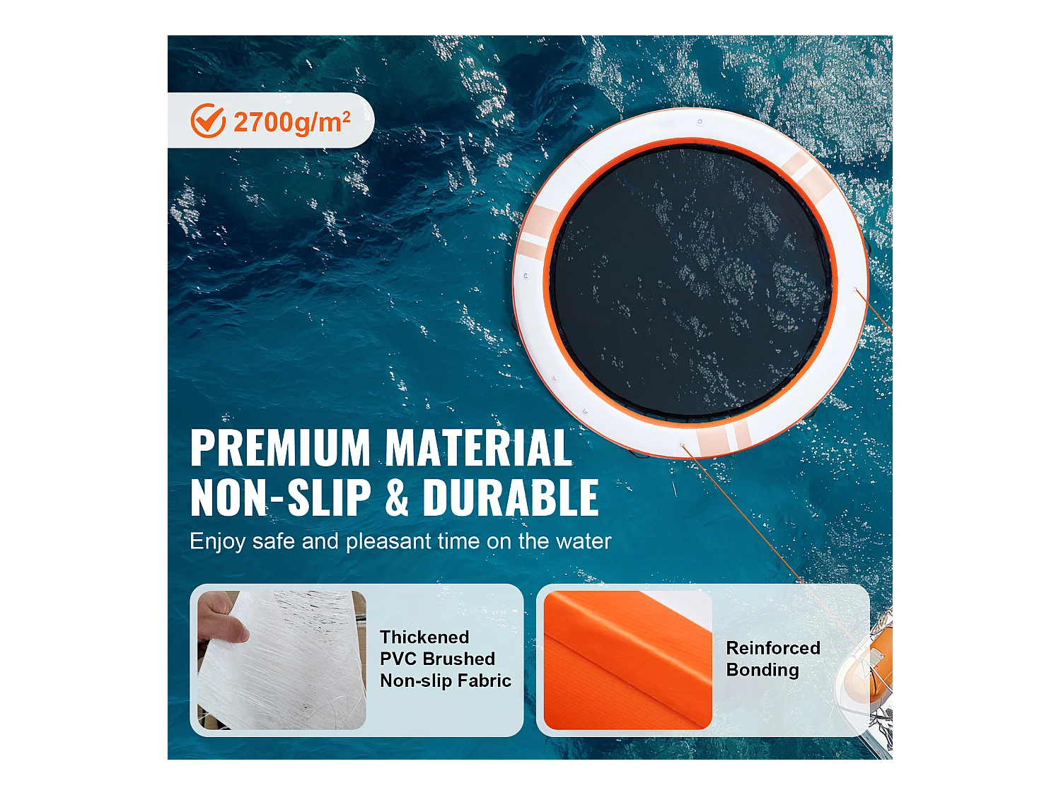 Plateforme Flottante Gonflable, SucceBuy Quai Flottant Gonflable, Plateforme de 305 cm avec Piscine en Maille de 244 cm