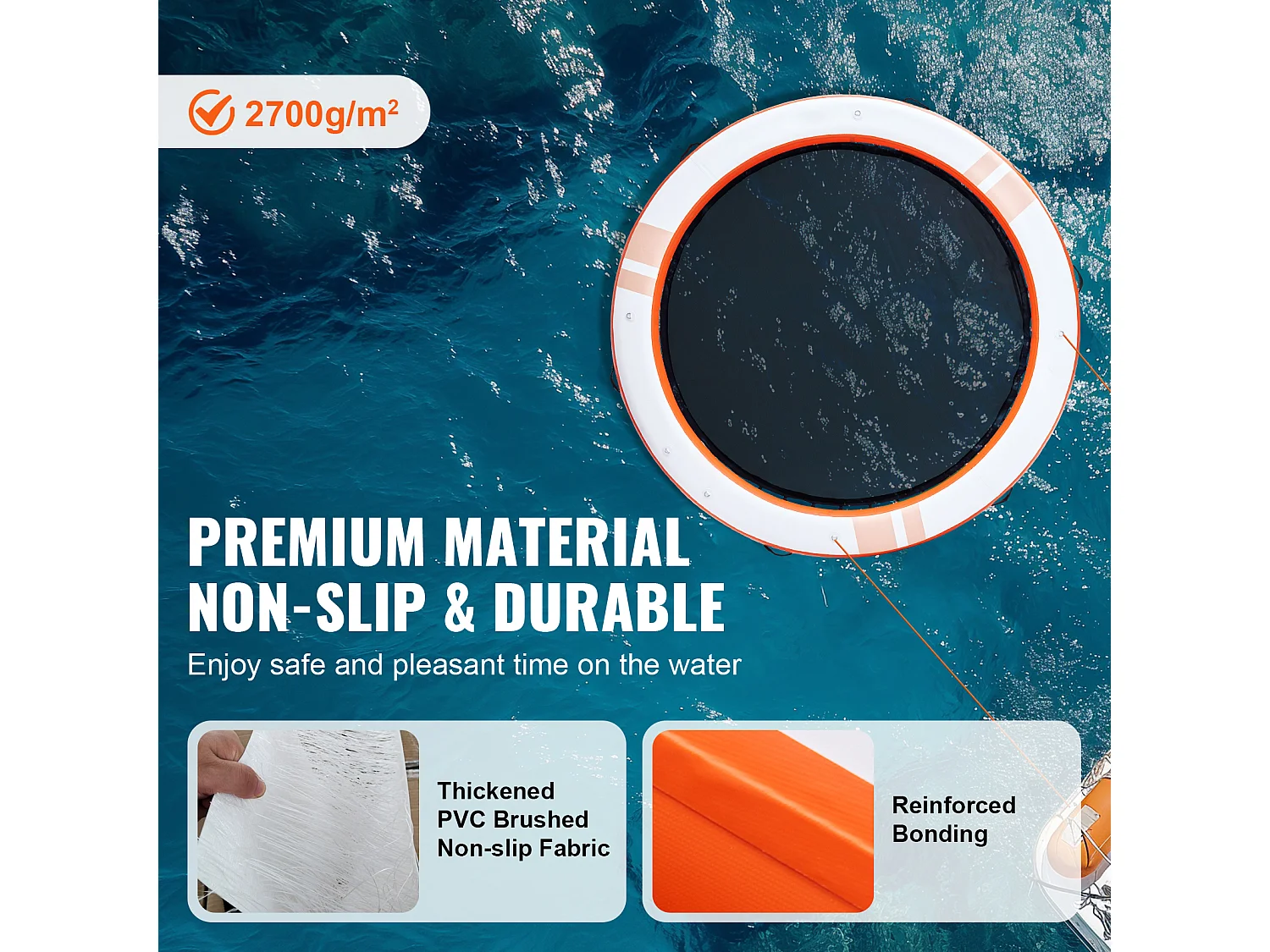 Plateforme Flottante Gonflable, SucceBuy Quai Flottant Gonflable, Plate-Forme de 3 m avec Piscine en Maille de 2.4 m, Amovible pour Piscine