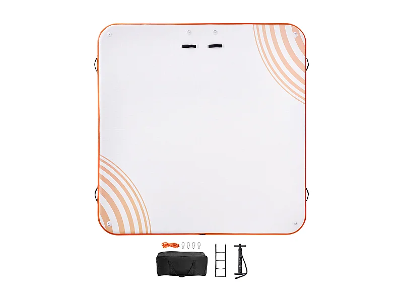 Nadmuchiwana Platforma Pływająca, SucceBuy 305x305 cm Nadmuchiwana Platforma Pływająca Mata z Drabinką