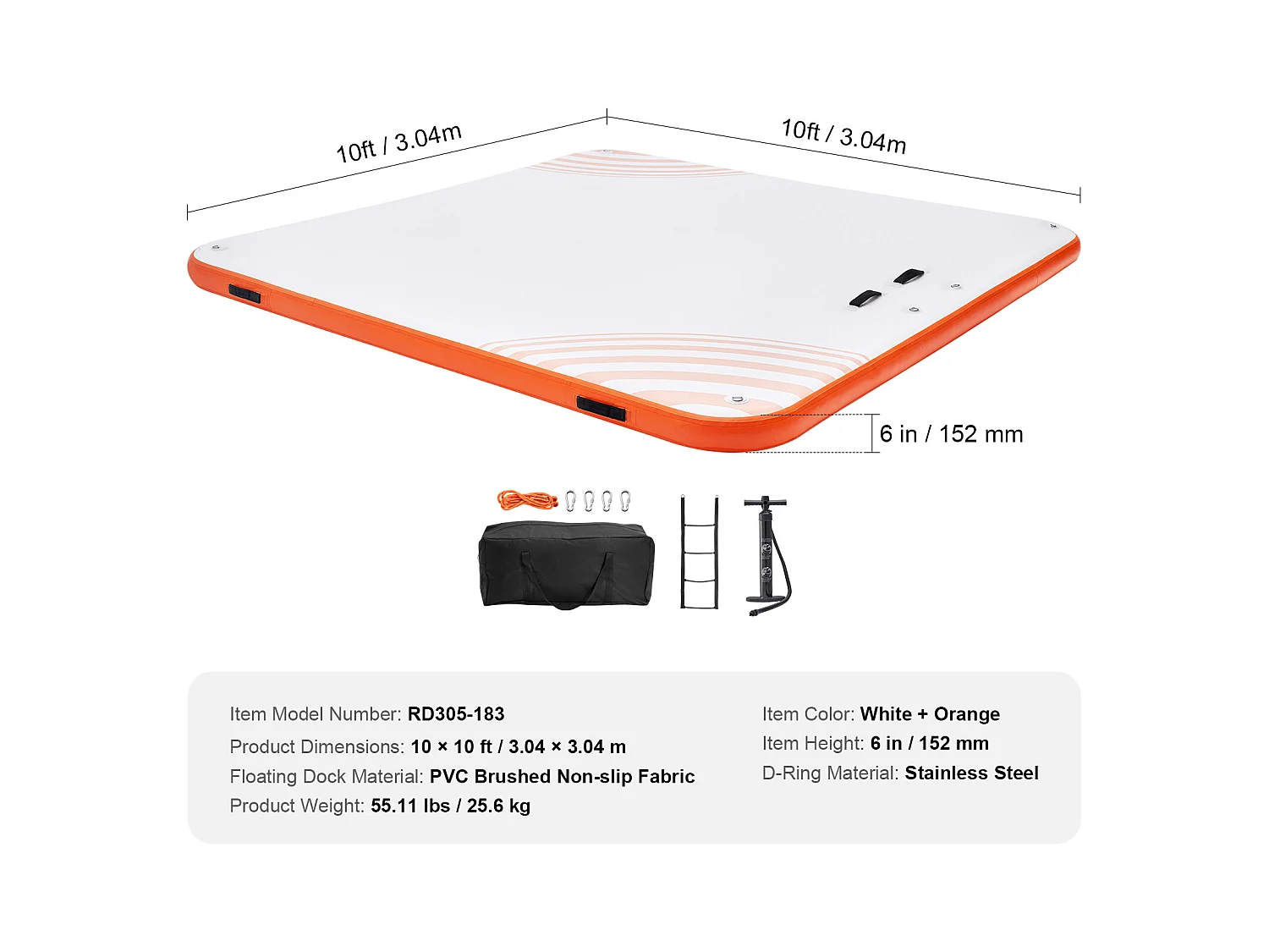 Plateforme Flottante Gonflable, SucceBuy Tapis de Plate-Forme Flottant Gonflable 305x305 cm avec Échelle