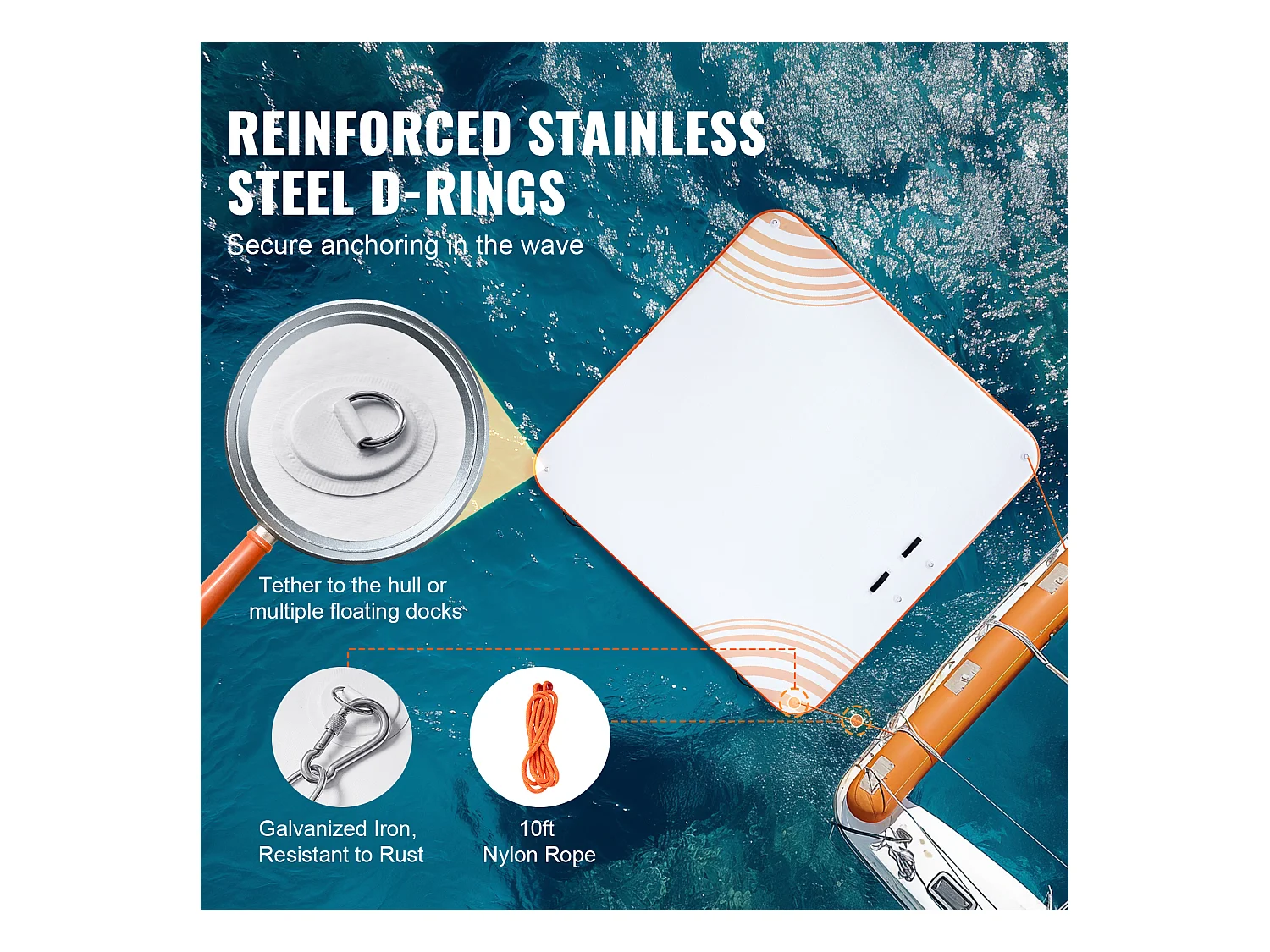 Plateforme Flottante Gonflable, SucceBuy Tapis de Plate-Forme Flottant Gonflable 305x305 cm avec Échelle