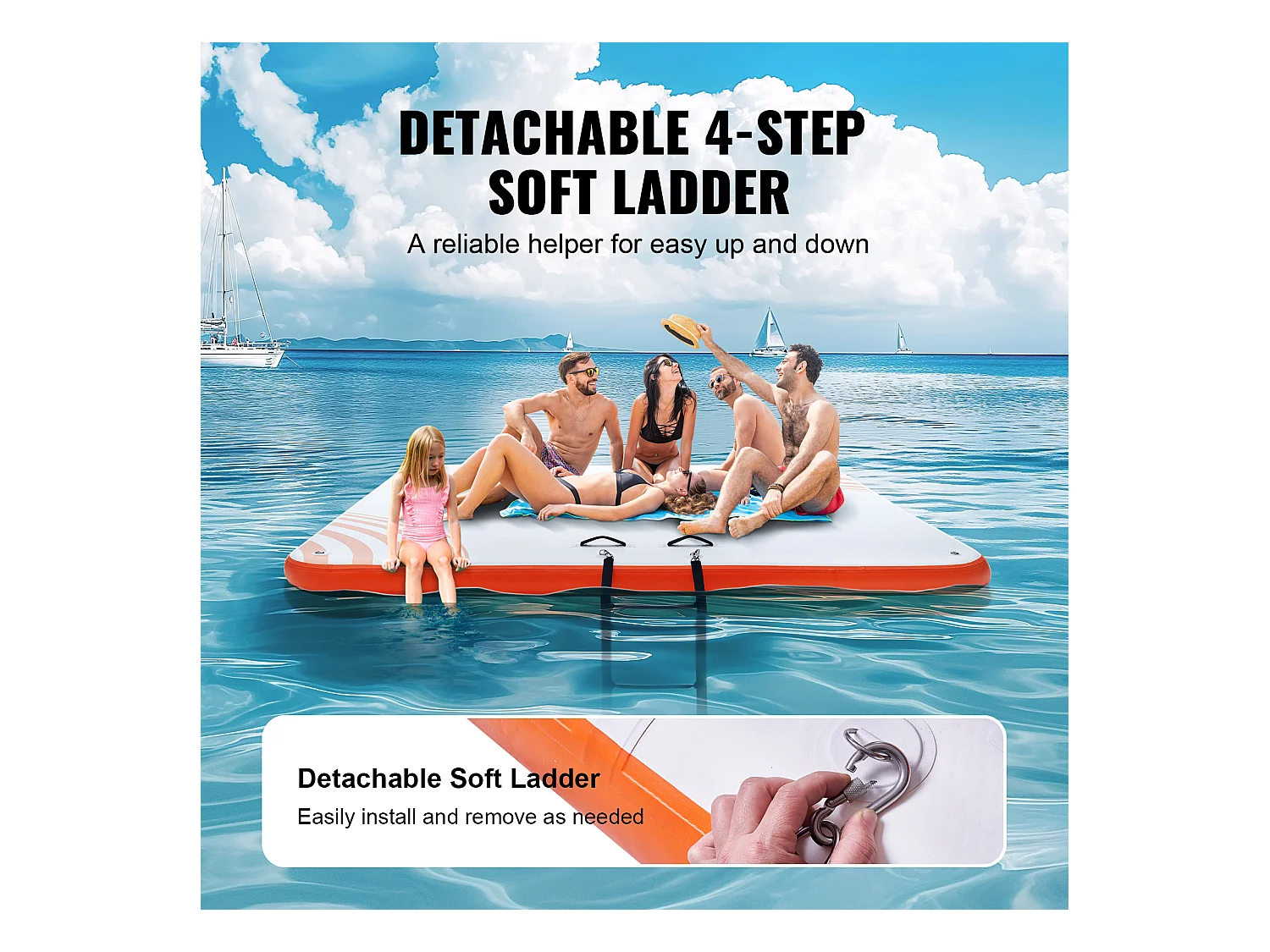 Plateforme Flottante Gonflable, SucceBuy Tapis de Plate-Forme Flottant Gonflable 305x305 cm avec Échelle