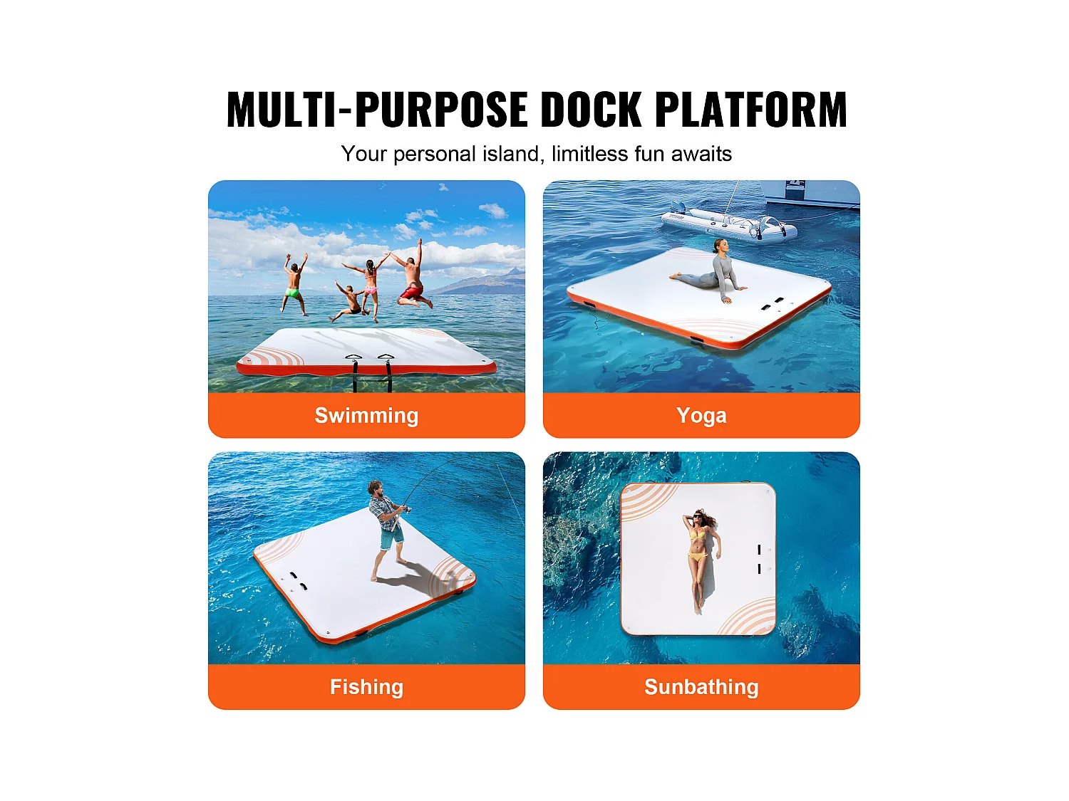 Plateforme Flottante Gonflable, SucceBuy Tapis de Plate-Forme Flottant Gonflable 305x305 cm avec Échelle