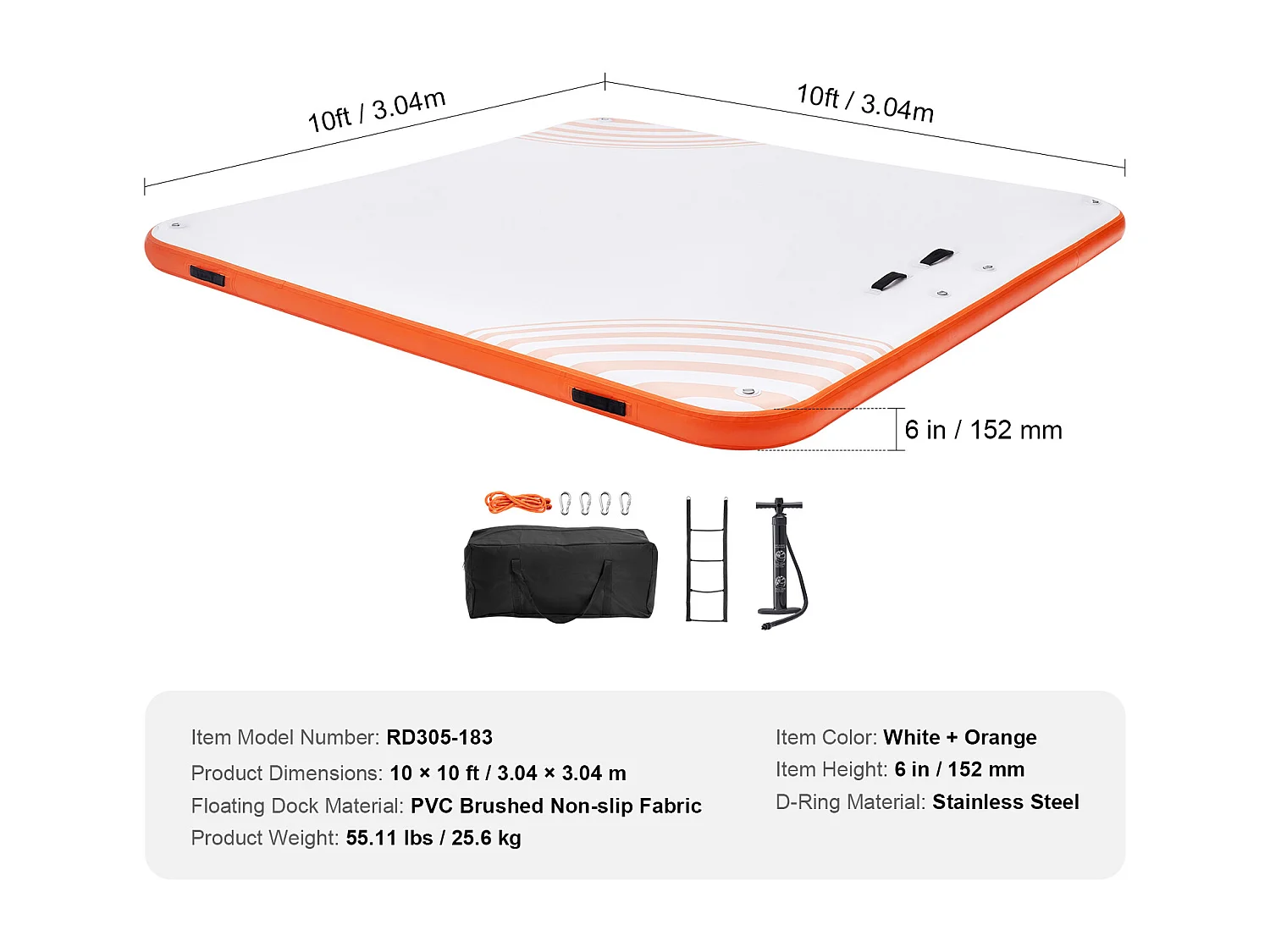 Plateforme Flottante Gonflable, SucceBuy Quai Flottant Gonflable 3 x 3 m, Plate-Forme d'Eau Antidérapante, Radeau d'Île Flottant pour Piscine, Plage, Océan