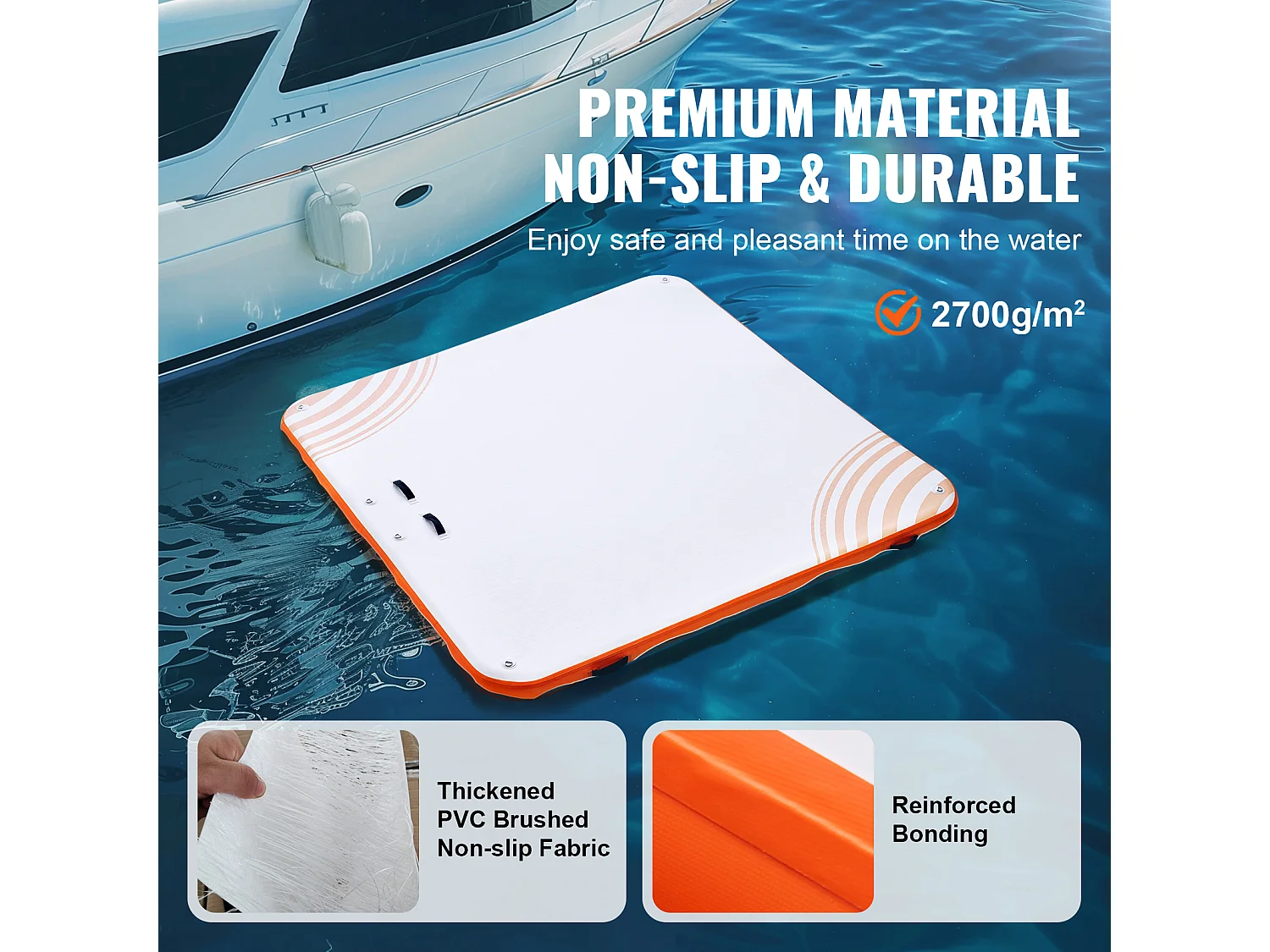 Plateforme Flottante Gonflable, SucceBuy Quai Flottant Gonflable 3 x 3 m, Plate-Forme d'Eau Antidérapante, Radeau d'Île Flottant pour Piscine, Plage, Océan