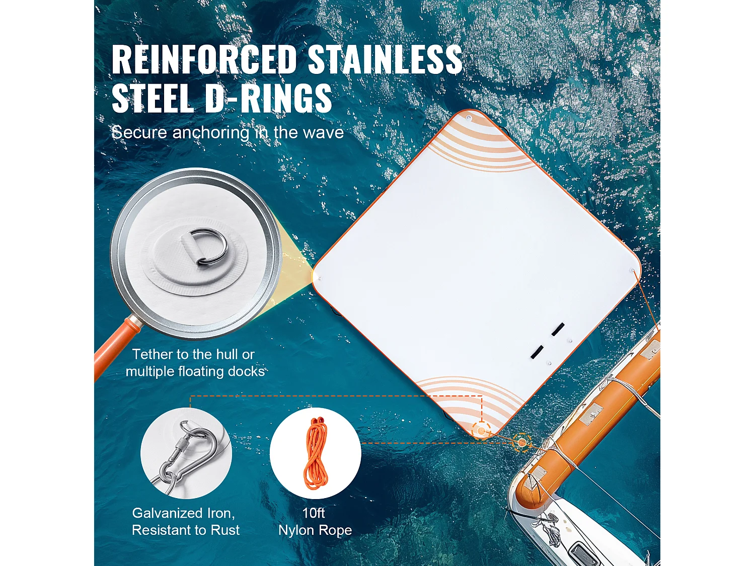 Plateforme Flottante Gonflable, SucceBuy Quai Flottant Gonflable 3 x 3 m, Plate-Forme d'Eau Antidérapante, Radeau d'Île Flottant pour Piscine, Plage, Océan