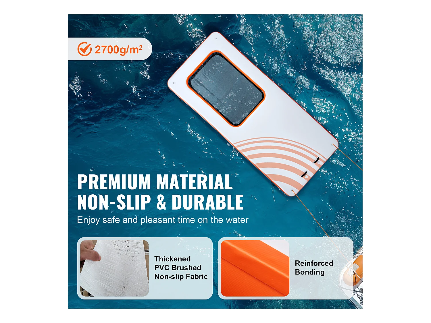 Plateforme Flottante Gonflable, SucceBuy Quai Flottant Gonflable 457x198 cm avec Piscine en Maille 122x183 cm, Plate-Forme Aquatique