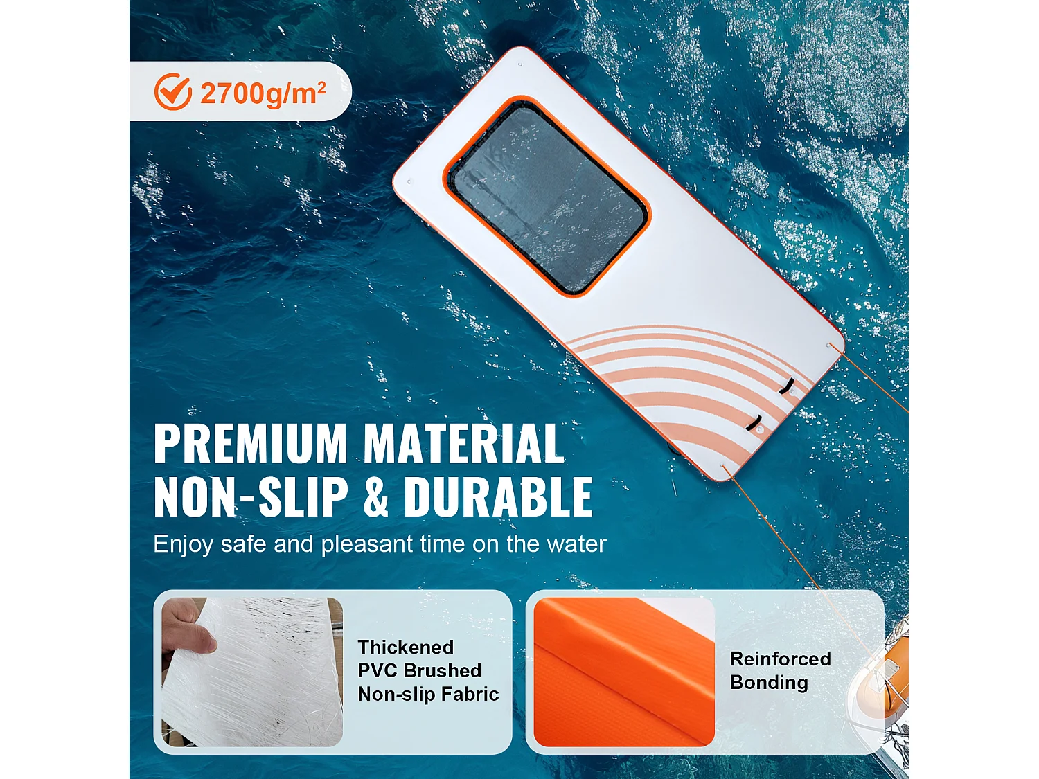 Plateforme Flottante Gonflable, SucceBuy Quai Flottant Gonflable 457x198 cm avec Piscine en Maille 122x183 cm, Plate-Forme Aquatique