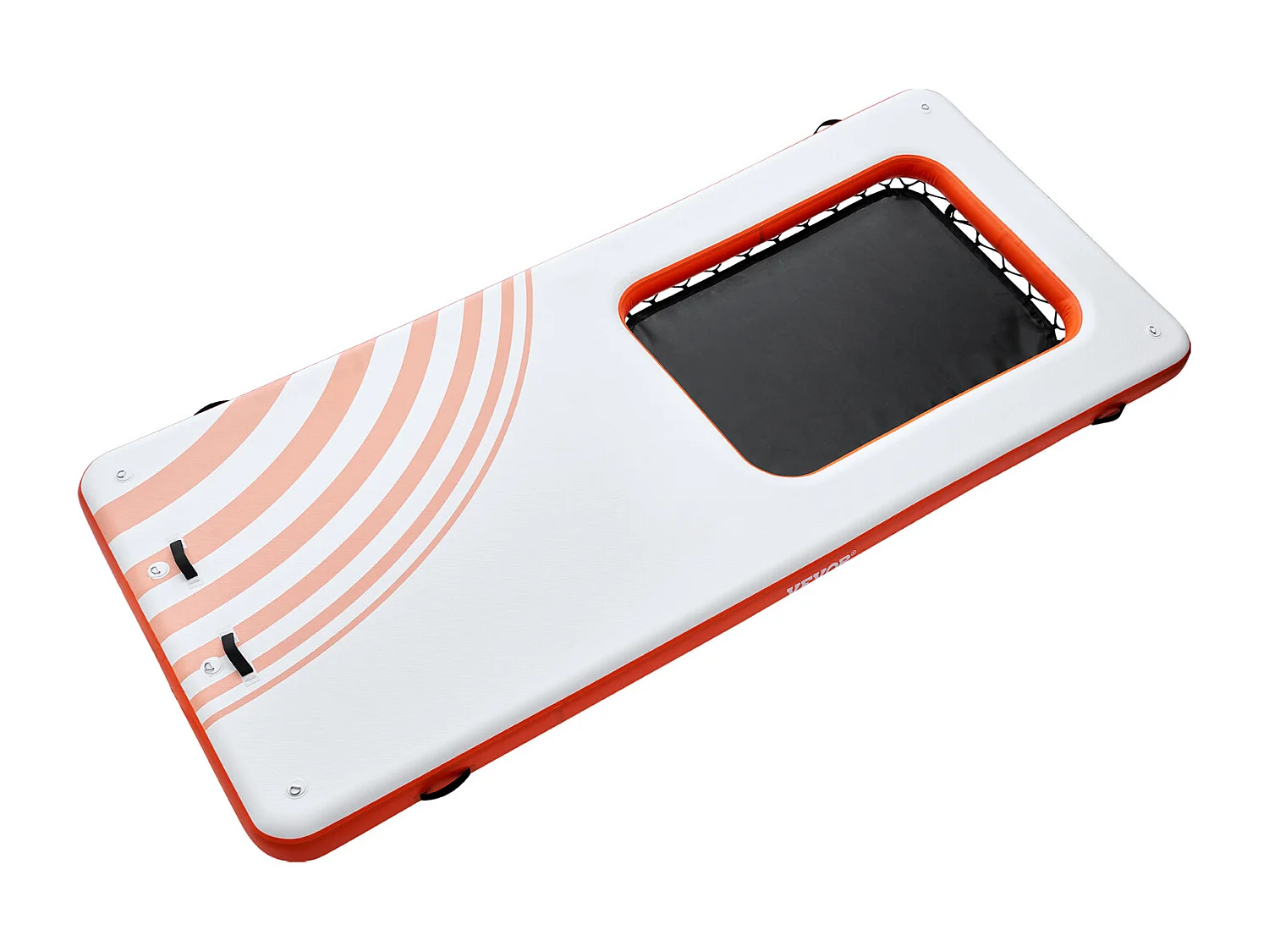 Plateforme Flottante Gonflable, SucceBuy Quai Flottant Gonflable 457x198 cm avec Piscine en Maille 122x183 cm, Plate-Forme Aquatique