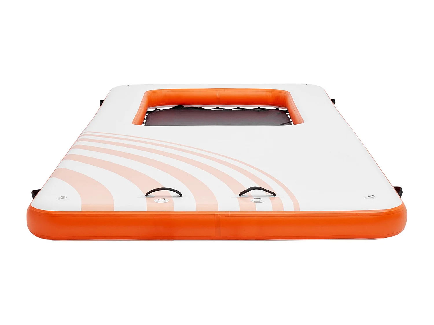 Plateforme Flottante Gonflable, SucceBuy Quai Flottant Gonflable 457x198 cm avec Piscine en Maille 122x183 cm, Plate-Forme Aquatique