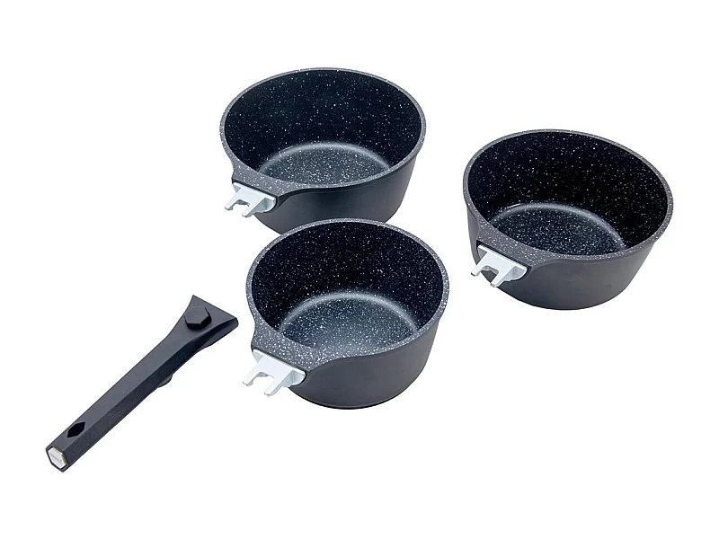 Set de 3 casseroles noir amovible 16/18/20cm - "Alizée"