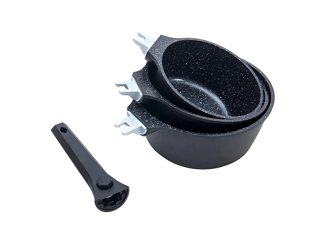 Set de 3 casseroles noir amovible 16/18/20cm - "Alizée"