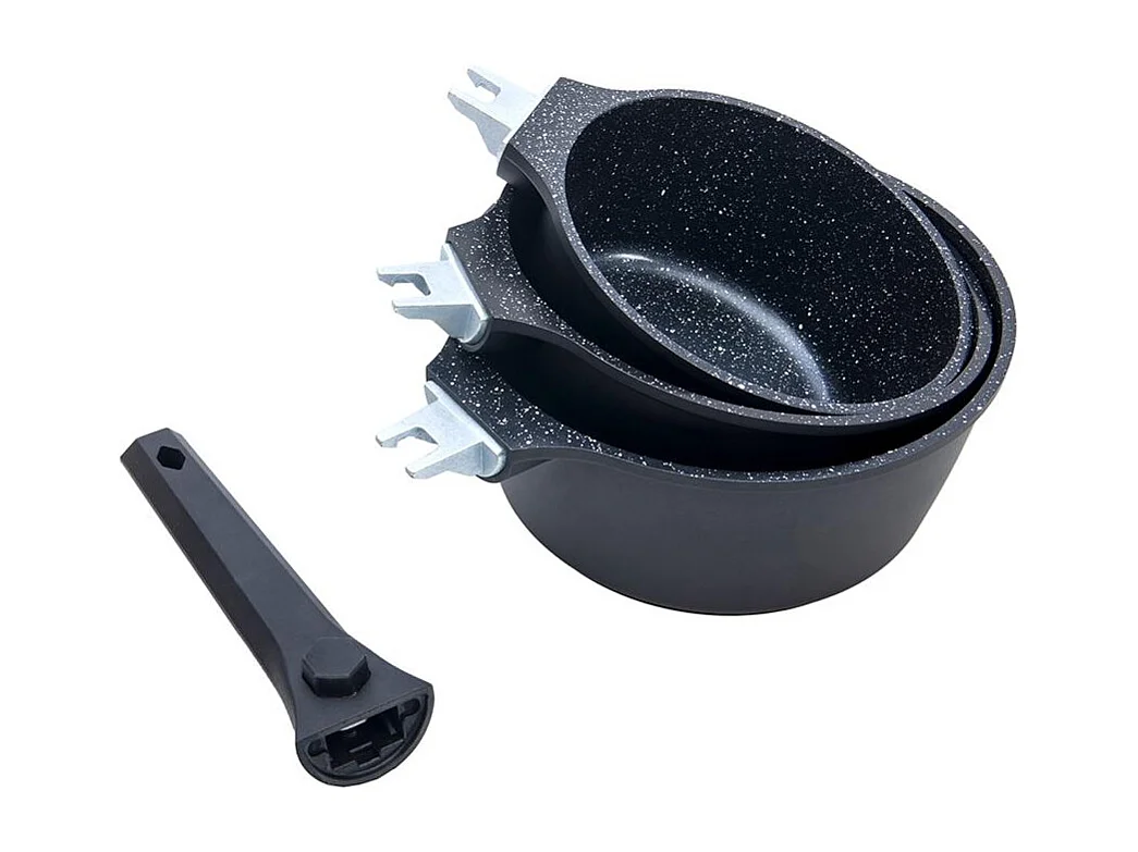 Set de 3 casseroles noir amovible 16/18/20cm - "Alizée"